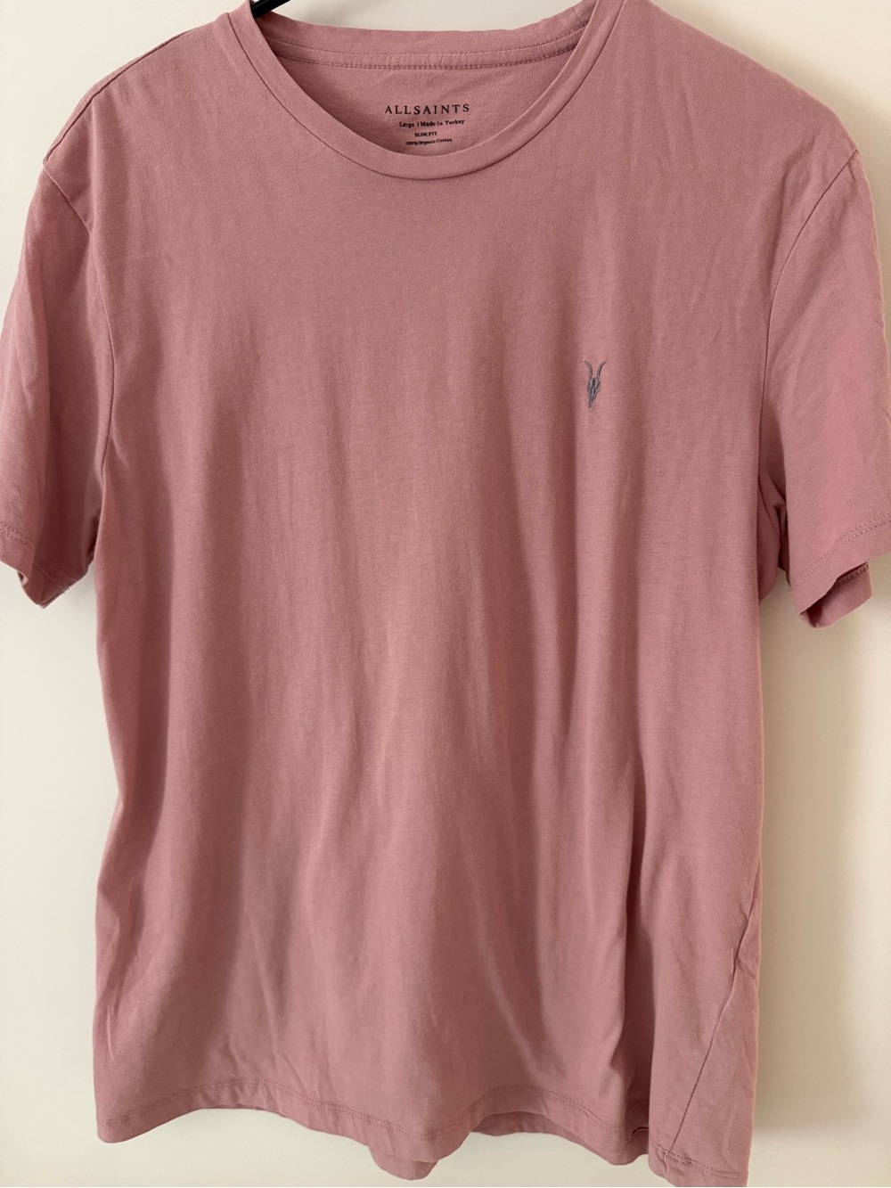 AllSaints Men’s Dusty Pink Crew Neck T-Shirt